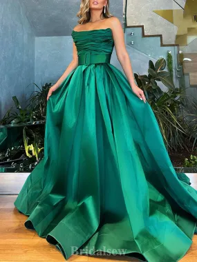 A-line Gorgeous Satin Green Fashion Stylish Long Women Evening Prom Dresses PD703