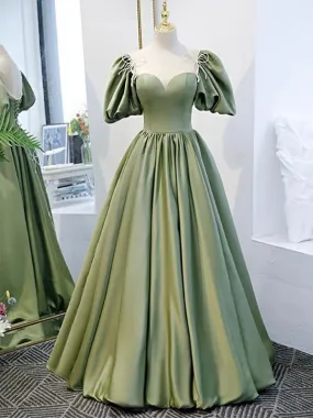 A-line Satin Ball Gown, Custom Real Made Formal Party Modest Long Prom Dresses PD175