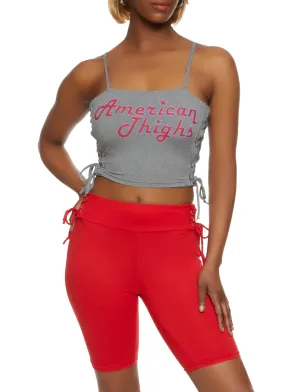 American Thighs Lace Up Side Crop Top