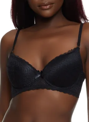 Aztec Lace Trim Plunge Bra