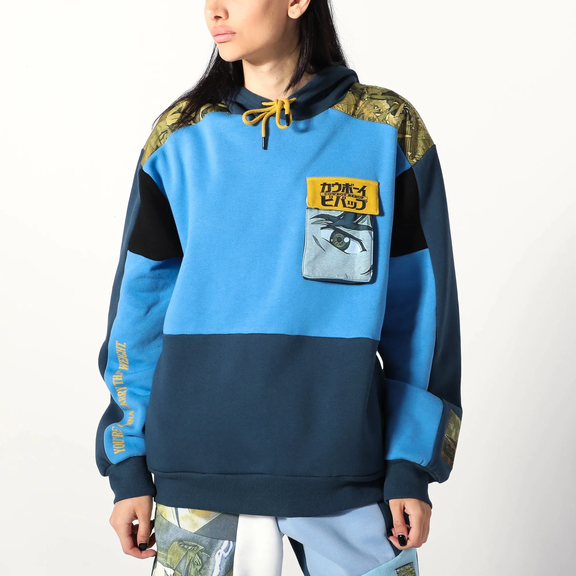 Spike Spiegel Patchwork Panel Hoodie